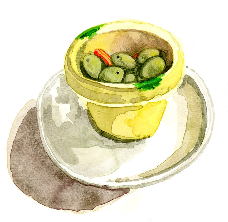 Bar Relatame olives watercolour